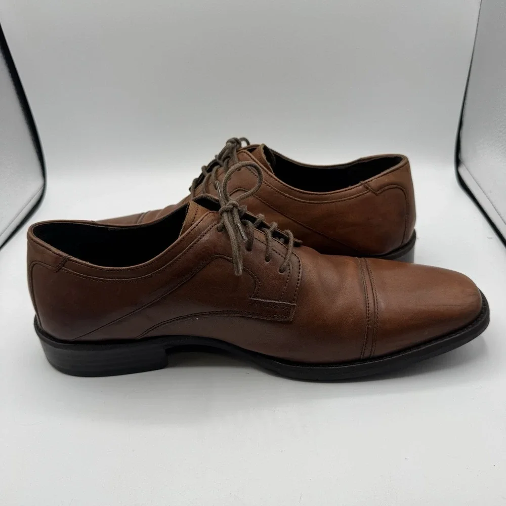 Johnston & Murphy Derby Shoes Men 12M Brown Sheepskin Insole Leather Dress